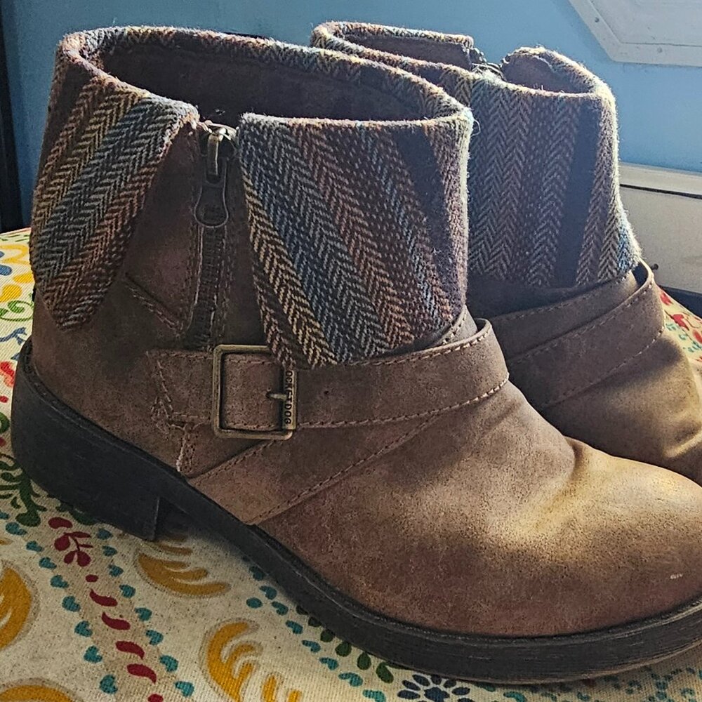 Rocket Dog Womens Motorcycle Ankle Booties Size 8M Brown Faux Leather Zipper